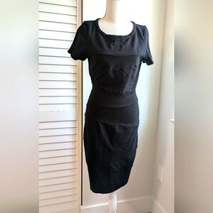 Diane Von Furstenberg Black Midi Cocktail Dress Size 10 Shortsleeve Bodycon
